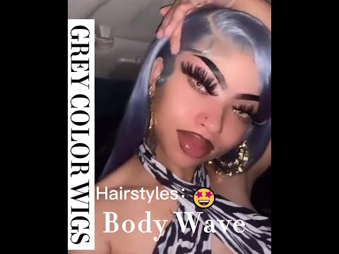 Wavymy Body Wave Grey Color 13x4 Straight Lace Front Wigs