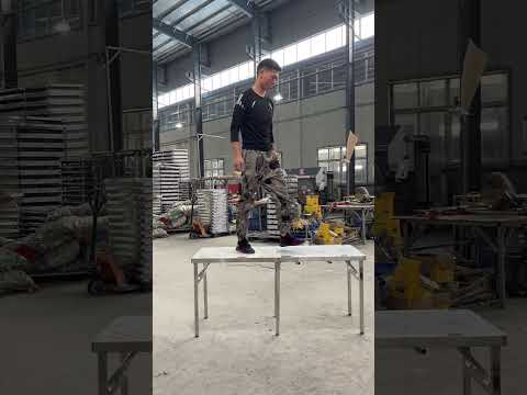 Stainless steel folding table with foldable table top, no need to install after receiving the goods