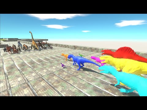Units trying to escape from Neon Carnivore Dinosaurs - Animal Revolt Battle Simulator