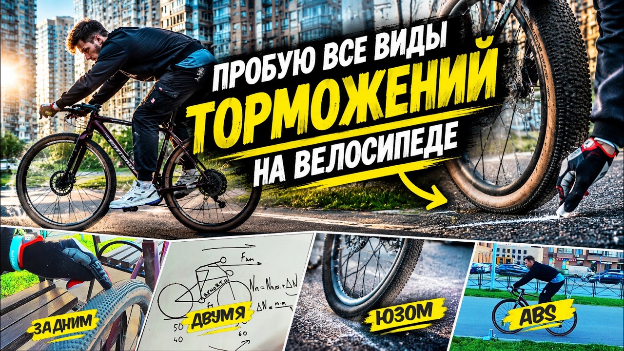 Эксперимент: как остановить велосипед? Проверяю 4 способа