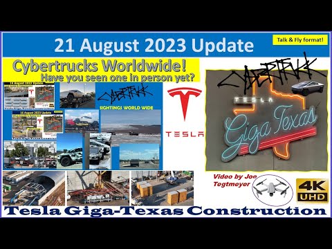 Global Cybertrucks, W ground slab & battery deliveries! 21 August 2023 Giga Texas Update (07:35AM)