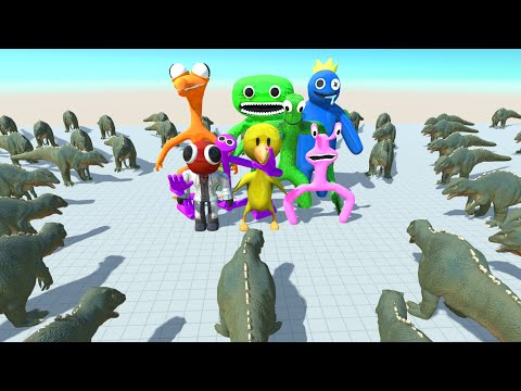 Jumbo Josh Help Rainbow Friends Win All Gorosaurus T-rex - Animal Revolt Battle Simulator