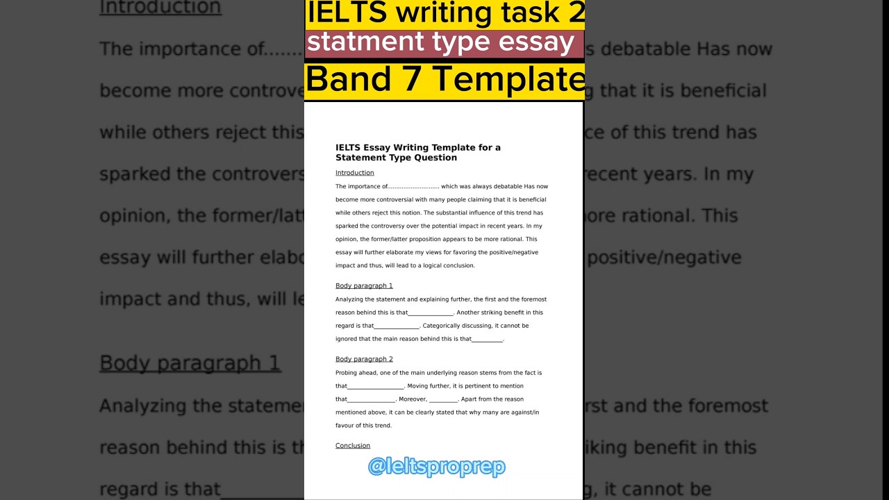 IELTS writing task 2 template|| Band 7 Template #ieltspreparation #writingtask2 #templates