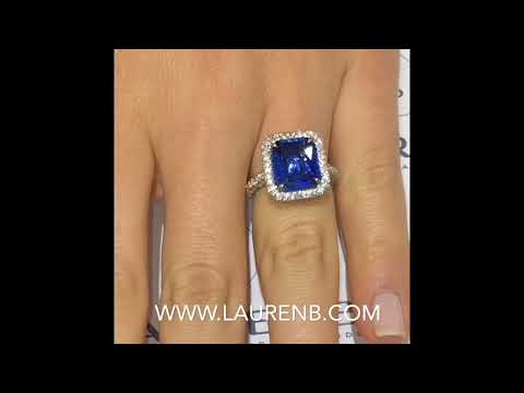 4.65 ct Cushion Cut Sapphire Halo Engagement Ring