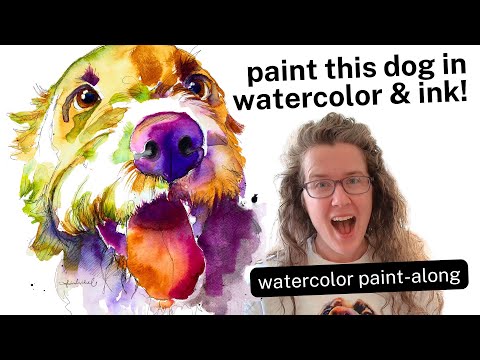 FAST colorful watercolor dog portrait tutorial
