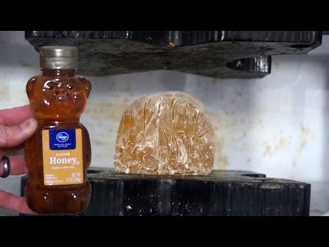 Crushing Cryogenic Frozen Honey With Hydraulic Press!