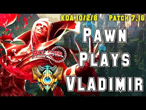 kt Pawn Plays VLADIMIR vs TWISTED FATE Mid - S7 Ranked | Patch 7.16