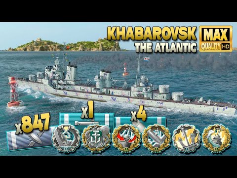 Destroyer Khabarovsk: Nice action game on map The Atlantic - World of Warships