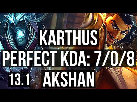 KARTHUS vs AKSHAN (MID) | 7/0/8, 1700+ games, 1.4M mastery, Godlike | KR Master | 13.1