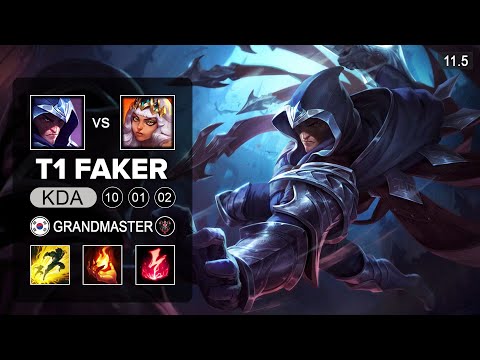 T1 Faker Talon Mid vs Qiyana - KR Grandmaster Patch 11.5