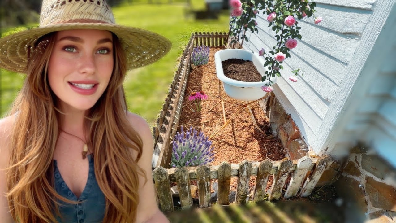 DIY Farmhouse Flower Garden using Repurposed Wooden Fence