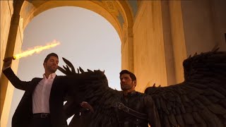 Lucifer Ending - Lucifer cuts off Michaels wings L