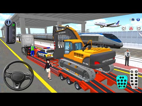 Heavy Excavator & Construction Cars Transport by Trailer Truck🛻 3D Driving Class 2025 iOS Gameplay🎮