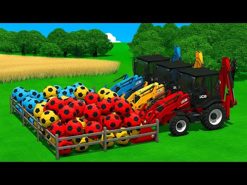 LOAD AND TRANSPORT SOCCER BALLS WITH JCB EXCAVATORS - Farming Simulator 25