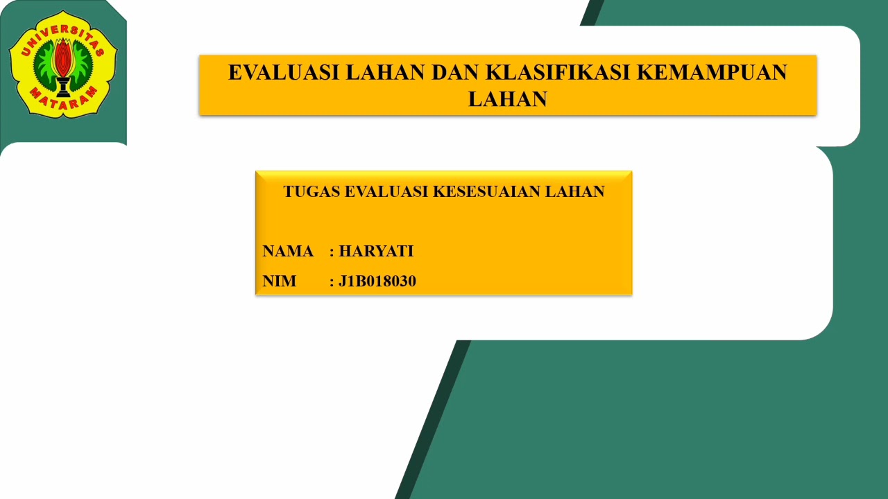 Evaluasi Lahan dan Klasifikasi Kemampuan Lahan