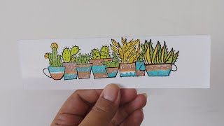 3 Minute Cactus| Easy Cactus Painting For Beginners| Watercolor Brush Pens| DIY Bookmarks