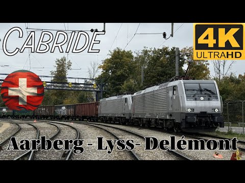 🚆🇨🇭 4K CABRIDE 🚆 Aarberg - Lyss - Delémont / 2x Br 189 & train de betterave vide