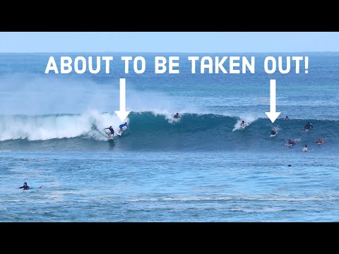 Surfer Takes Out Two Drop Ins! Padang Padang, Bali
