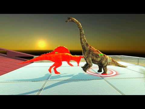 LAVA Spinosaurus Vs All Units DeathRUN ♦ Animal Revolt Battle Simulator ♦