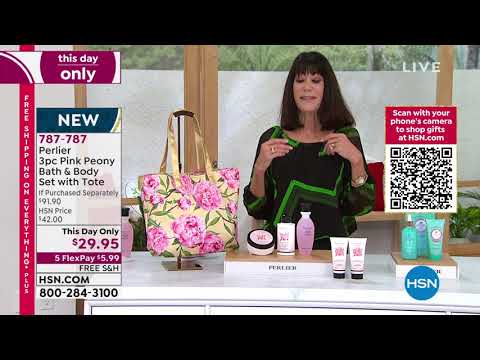 Perlier 3Piece Pink Peony Bath and Body Set with Tote