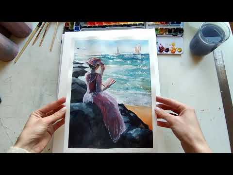 The Langton Prestige Daler Rowney watercolour paper - "Seashore afternoon" timelapse