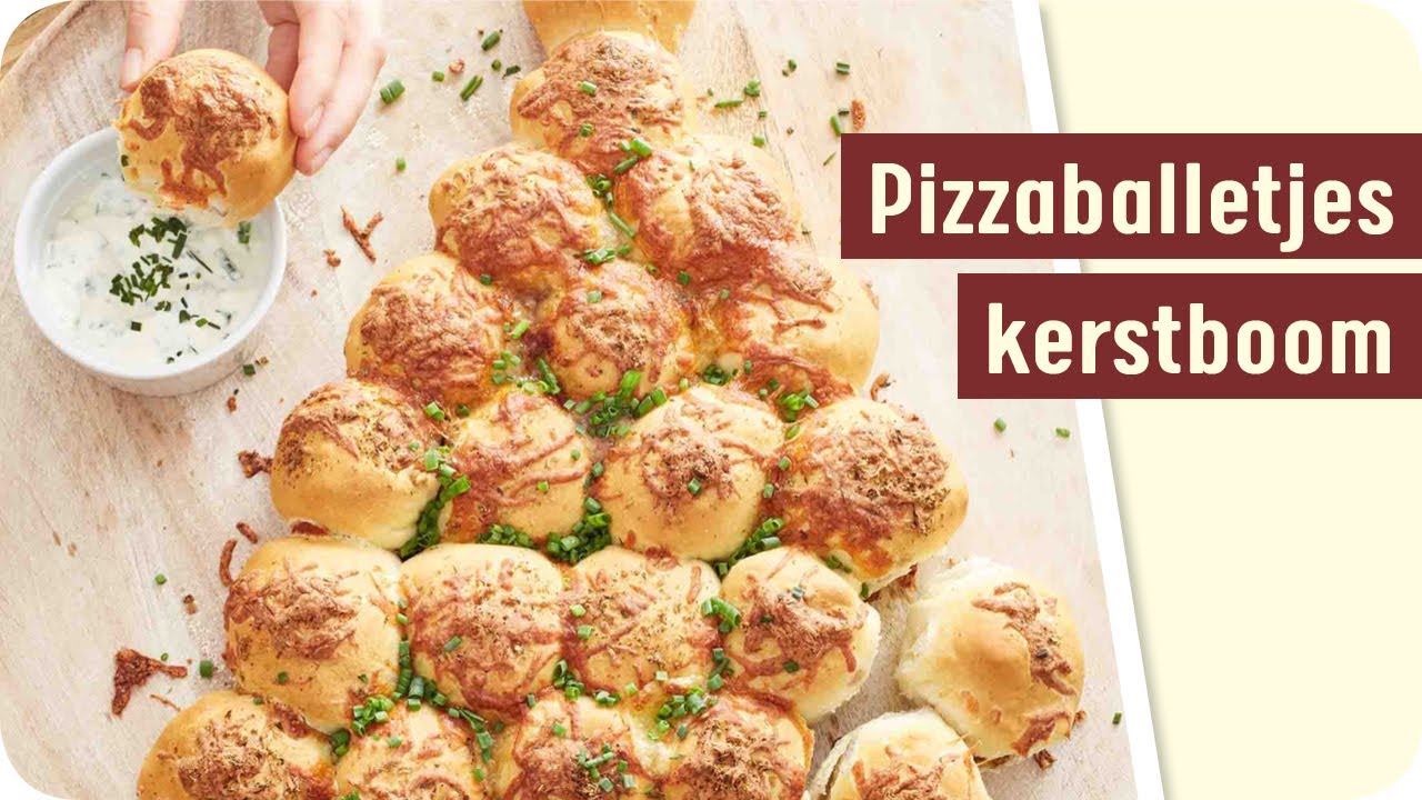 Bakvideo -  kerstboom van pizzaballetjes  - Tante Fanny pizzadeeg