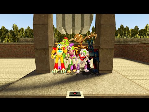 CRUSHING ALL FNAF SECURITY BREACH ANIMATRONICS WITH HYDRAULIC PRESS in Garry's Mod!