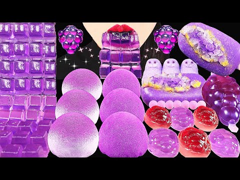 ASMR PURPLE FOODS *HOMEMADE MOCHI, GEODE CAKE POP, EDIBLE KEYBOARD JELLY, PEEPS, GRAPE CANDY EATING