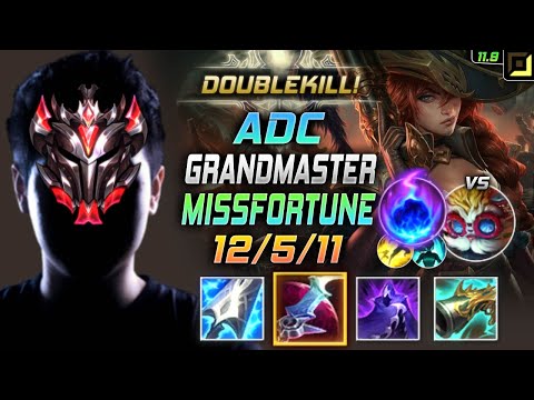GrandMaster Miss Fortune ADC vs Heimerdinger - 천상계 원딜 미포 템트리 룬 마나무네 유성 - LOL KR 11.9
