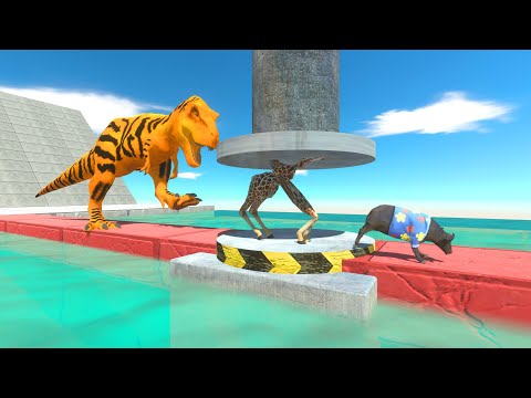 Escape The Giant Tiger T-Rex – Lava, Water & Crusher Challenge! ARBS Channel
