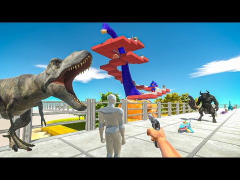 FPS AVATAR & OLD GOAT REX RESCUE DEATH TRAP MISSION - Animal Revolt Battle Simulator