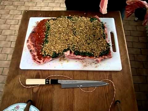 Rollbraten - Schneiden - Füllen - Rollen - Binden (1)