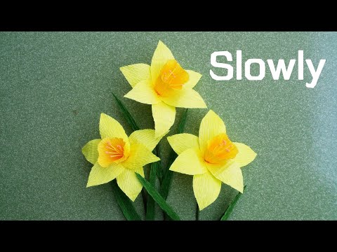 ABC TV | How To Make Daffodils Paper Flower From Crepe Paper (Slowly)  - Craft Tutorial #1