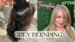 Dark to Grey Hair Transformation | Grey Blending Dark Hair -  Grey Blending Tutorial