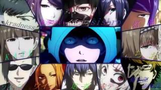 Tokyo Ghoul all Characters singing Opening song Unravel   TK from Ling Tosite Sigure