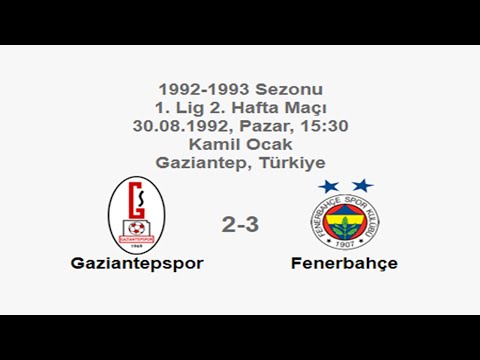 Gaziantepspor 2-3 Fenerbahçe 30.08.1992 - 1992-1993 Turkish 1st League Matchday 2 (Ver. 2)