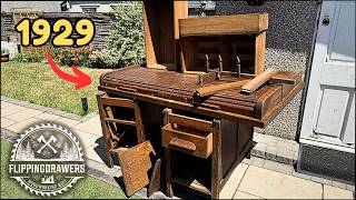 Giant 1920’s roll top desk restoration