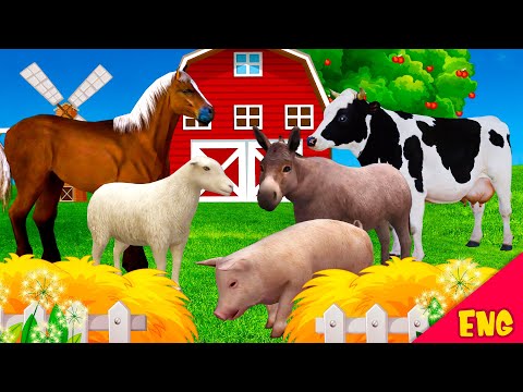 Farm animals names and sounds. Animals for kids.