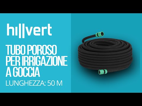 Video - Tubo poroso per irrigazione a goccia - 50 m + presa rubinetto + 20 ganci di fissaggio