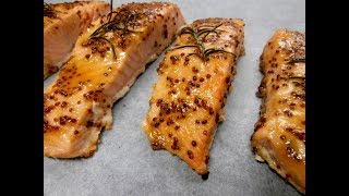 מתכון לדג סלמון אפוי בתנור ברוטב חרדל ודבש