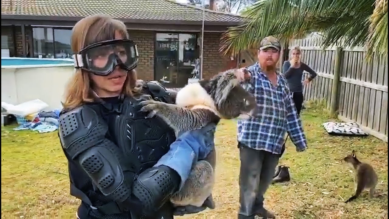 Journalist falls for 'drop bear' prank as she dons protective gear to