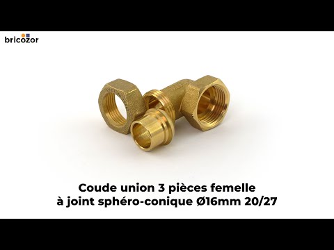 Coude union - laiton - 3 pièces femelle à joint sphéro-conique ANQUIER