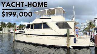 $199K 58' Yacht Tour / CanNOT afford a house on the Water? You Can Live aboard This!