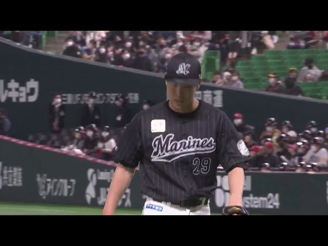 【8回裏】マリーンズ・西野勇士 バースデー登板で1回無失点に抑える!! 2022年3月6日 福岡ソフトバンクホークス 対 千葉ロッテマリーンズ
