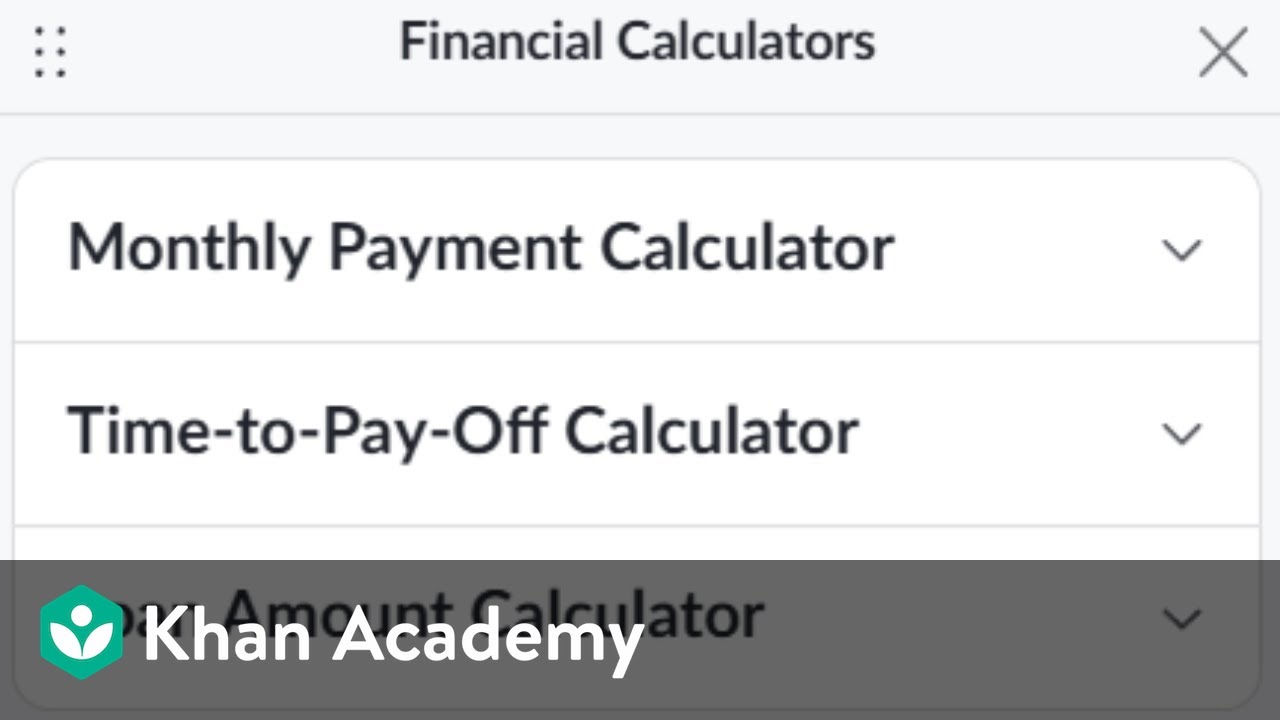 How to calculate monthly payment | Misc | Financial Literacy Library | Khan Academy