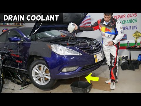 HOW TO DRAIN COOLANT ON HYUNDAI SONATA. FLUSH RADIATOR