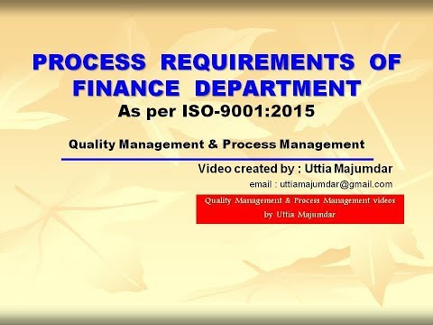 Process Requirements of Finance Department - as per ISO-9001:2015