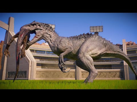 INDOMINUS REX vs LARGE & MEDIUM CARNIVORE DINOSAURS BATTLE ROYALE IN BATTLE ARENA - JWE2
