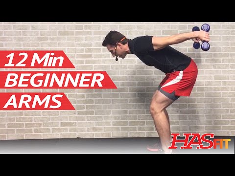 12 Min Beginner Arm Workout for Women & Men with Weights at Home - Easy Arm Workouts for Beginners