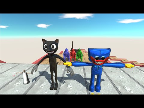 CARTOON CAT AND GRANNY VS HUGGY WUGGY OASIS DEATH RUN - Animal Revolt Battle Simulator